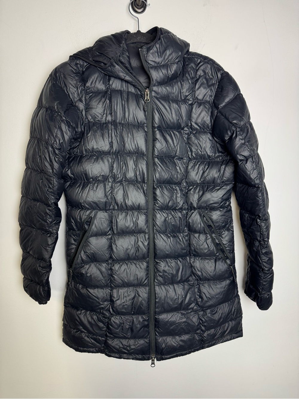 REI Black Quilted Hooded Down Puffer Coat